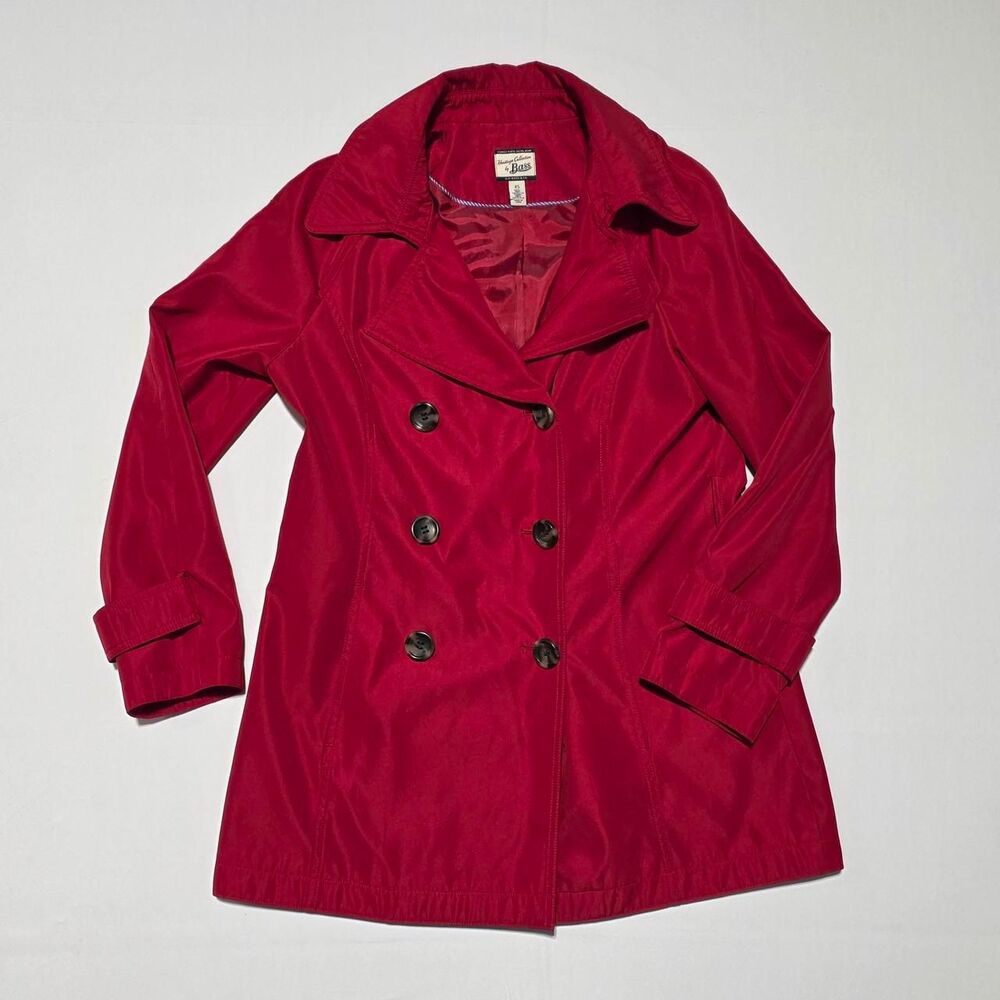 Bass Heritage Collection women's size XS Red trench/pea coat with buttons